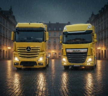 بنز آکتروس 1845 در کنار داف XF530