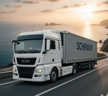 تصویر کشنده مان TGX 460 در جاده با تریلی