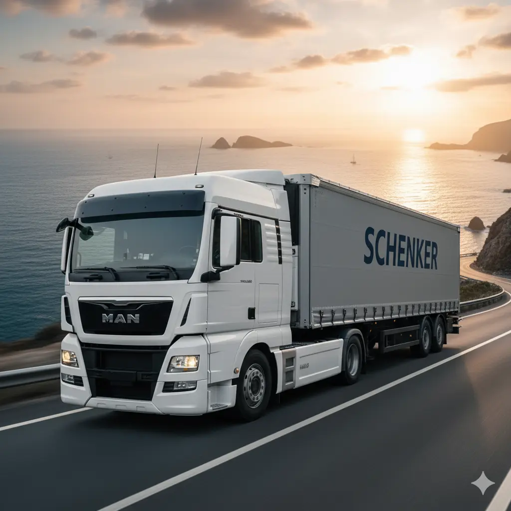 تصویر کشنده مان TGX 460 در جاده با تریلی