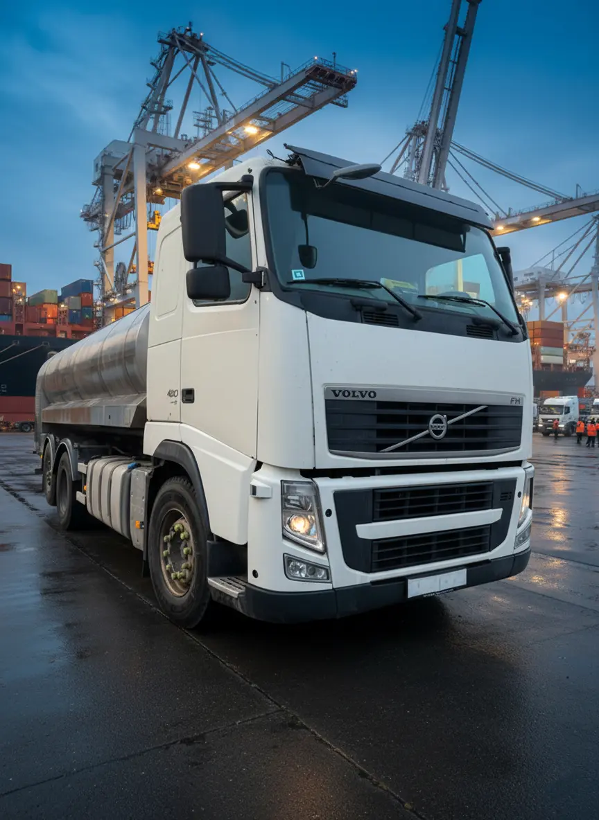 کشنده ولوو FH480 با کابین FH نسل قدیم در اسکله