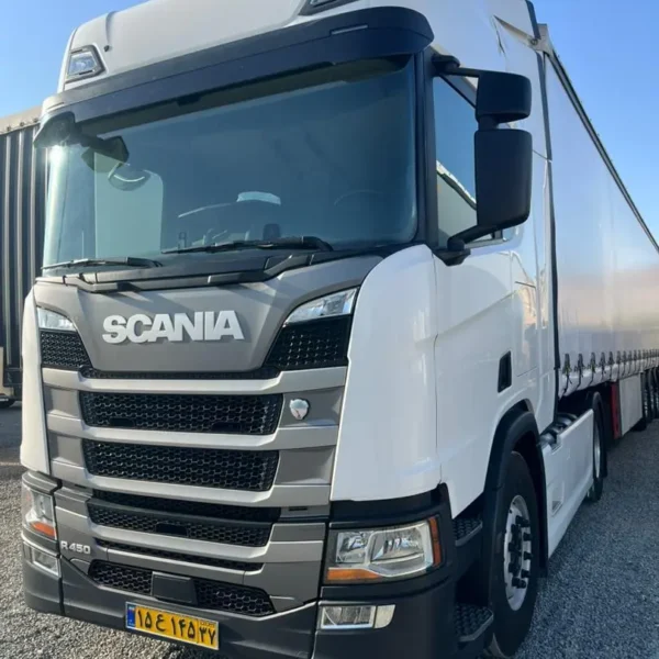 کشنده اسکانیا R450 مدل 2019، تمام فول و رنگ سفید