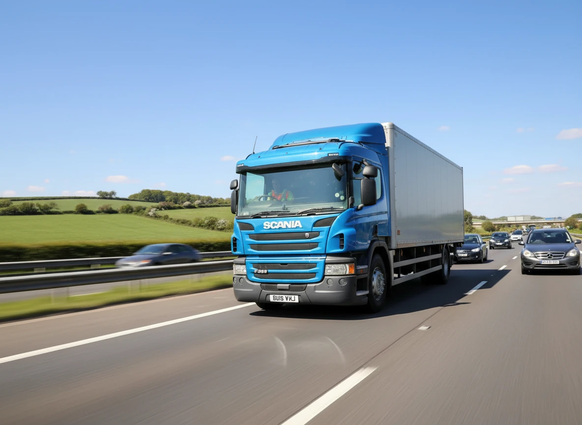 کشنده ی اسکانیا P250 با تریلی در جاده