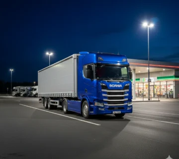 کشنده اسکانیا R500 با تریلی در خیابان