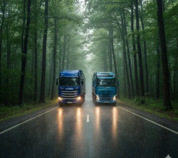 تصویر مقایسه‌ای کشنده‌های ولوو FH500 و اسکانیا R500 نسل جدید