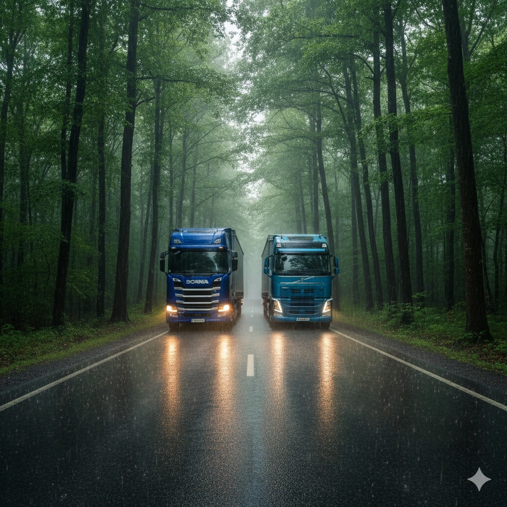 تصویر مقایسه‌ای کشنده‌های ولوو FH500 و اسکانیا R500 نسل جدید