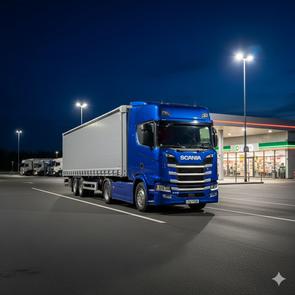 کشنده اسکانیا R500 با تریلی در خیابان