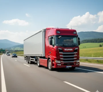 کشنده اسکانیا S500 با تریلی در جاده