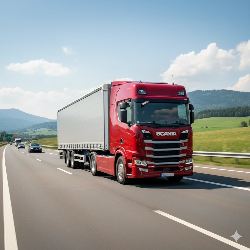 کشنده اسکانیا S500 با تریلی در جاده