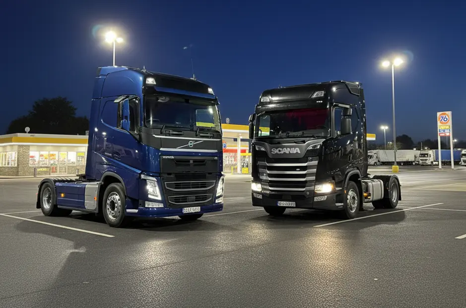 تصویر مقایسه‌ای کشنده‌های ولوو FH500 و اسکانیا S500