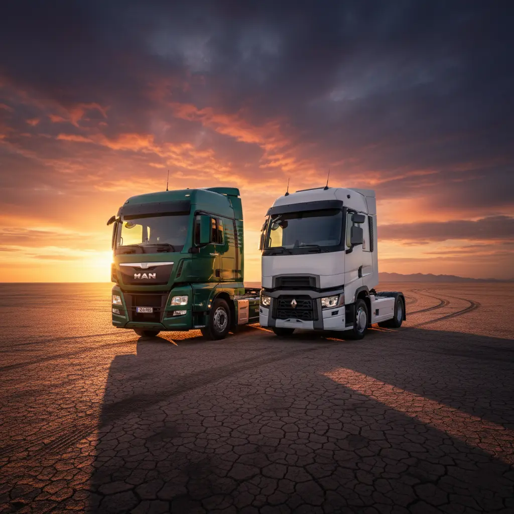 تصویر کشنده های مان TGX 520 (آلمانی) و رنو T 520 (فرانسوی)