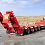 تصویر تریلی کمرشکن سه محور مارال صنعت با رمپ‌های عقب هیدرولیک باز شده