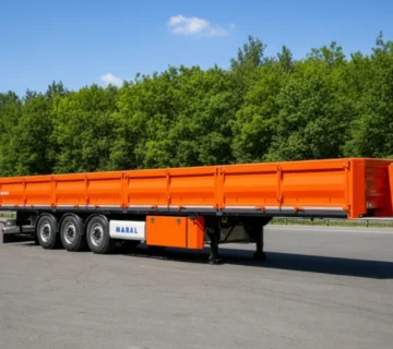 تصویر یک تریلی بغلدار (لبه‌دار) سه‌محور مارال صنعت، با دیواره‌های بازشو