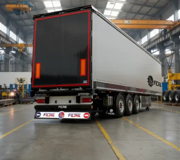 تصویر تریلر چادری فیلپا، نشان دهنده کف چوبی مقاوم و ساختار شاسی فولادی S500MC.