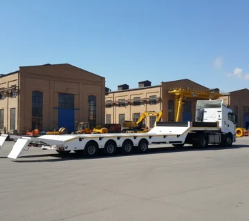 تصویر تریلر کمرشکن ۴ محور جفت تایر اروم تریلر، با رمپ‌های عقب هیدرولیک