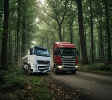 کشنده اسکانیا R420 و FH480 در کنار هم در جنگل