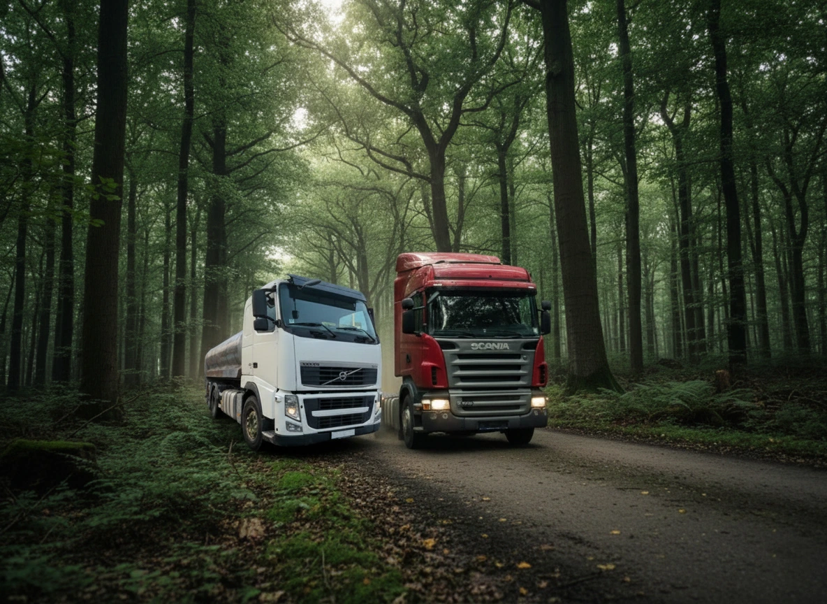 کشنده اسکانیا R420 و FH480 در کنار هم در جنگل
